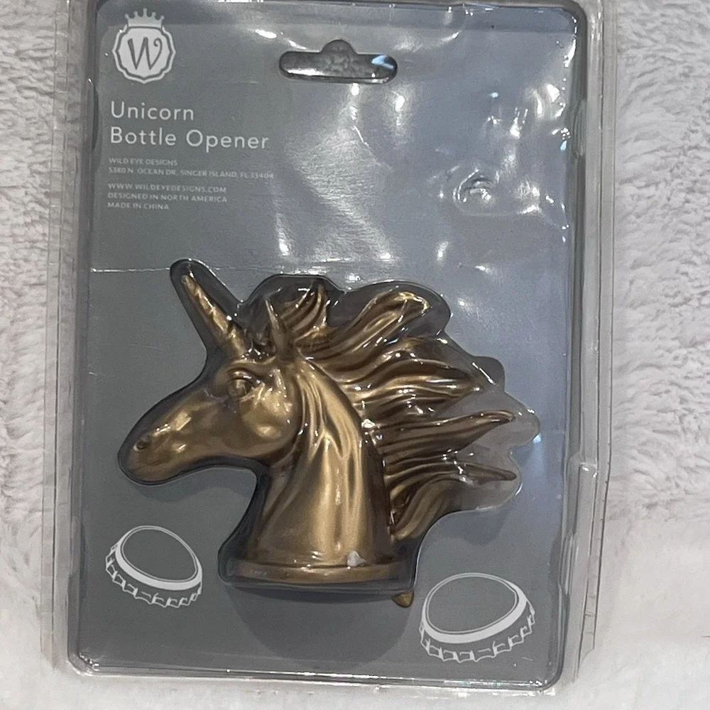 NEW Wild Eye Designs Unicorn Bottle Opener Barware Brass Color Gold‎ Universal